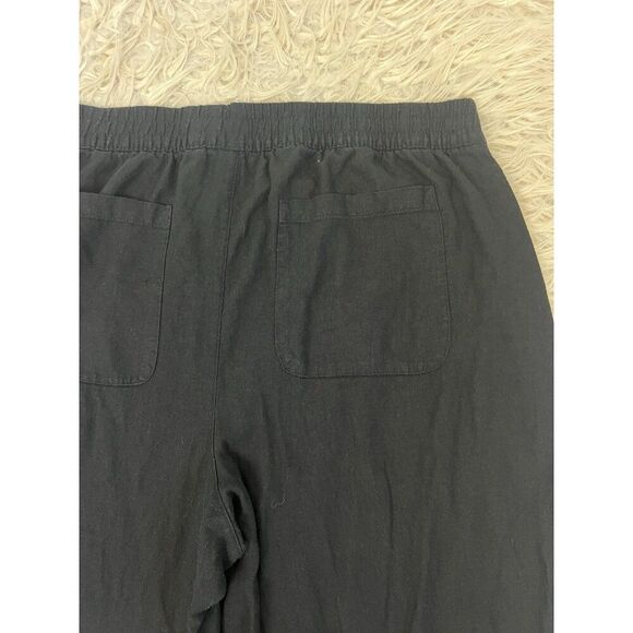 Old Navy Womens XL Black High Rise Wide Leg Linen  Blend Elastic Pull On Pants - Picture 10 of 10